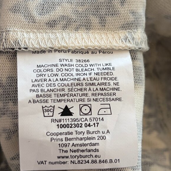 Tory Burch Amara dress small cotton block print cream blue tie Guru Print - Picture 11 of 11